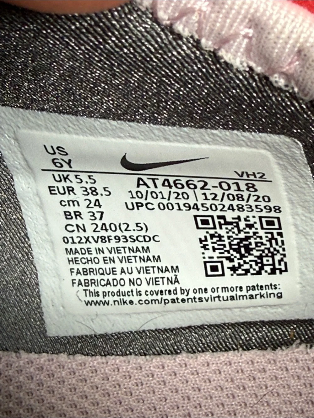 Nike Gray and Pink Slip-On Athletic Sneakers, Size US 6Y - Picture 7 of 7